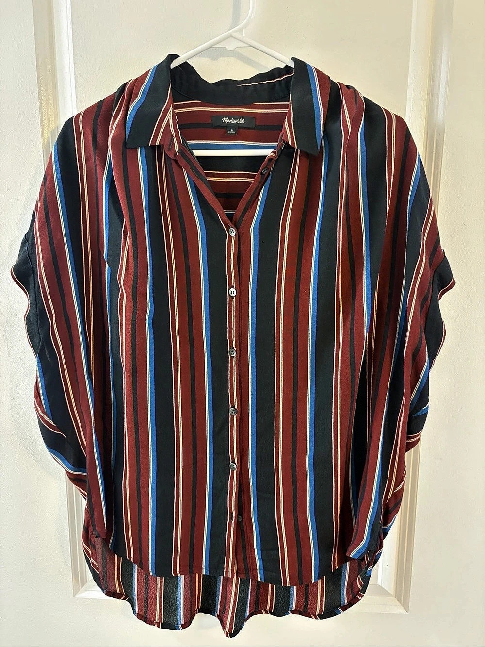 Madewell Striped Short-Sleeve Button-Down Blouse Women’s Size Large